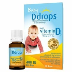 Baby Ddrops Liquid Organic Vitamin D3 Drops, 400 IU Per Drop,0.08 fl oz Ex:09/27