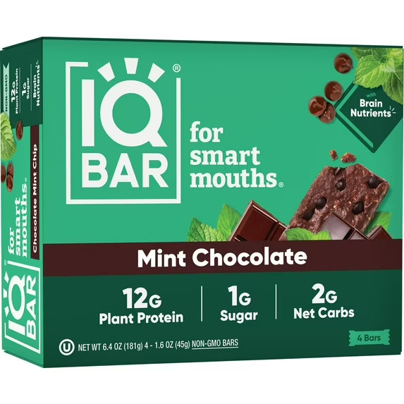 IQBAR Mint Chocolate Protein Bars – Vegan Energy Bars – High Fiber Vegan Snacks