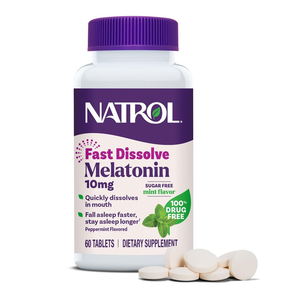 Melatonin 10mg Fast Dissolve Sleep Aid Peppermint 60 Count Sugar Free Tabs