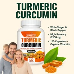 TURMERIC 95% CURCUMIN EXTRACT TUMERIC BLACK PEPPER ANTIOXIDANT BEST 240 caps
