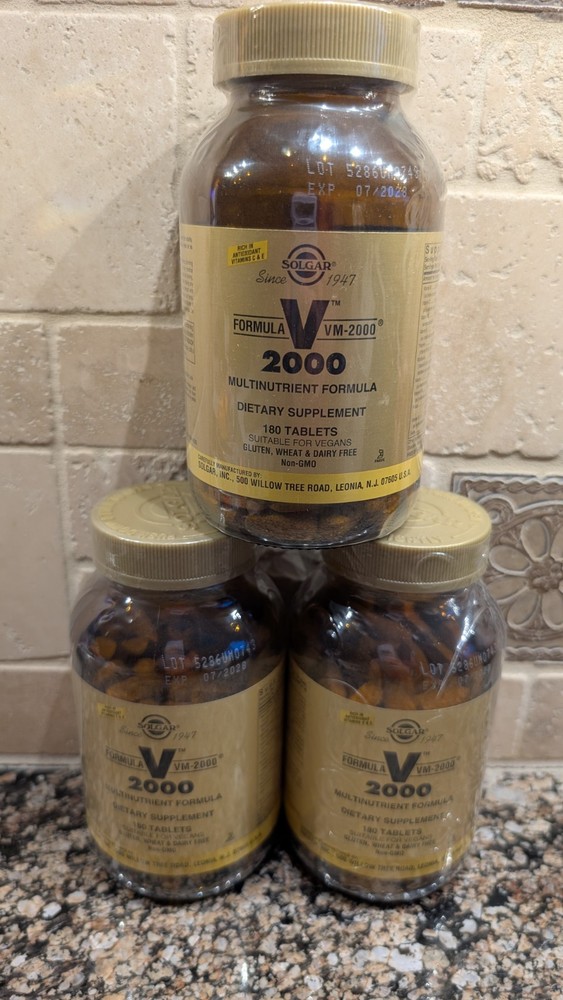 Solgar Formula V 2000 VM 2000 Multivitamin 180 Tab. Exp 7/2028 Pack Of 3