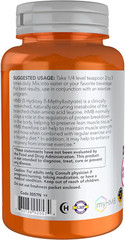 NOW Sports HMB (Β-Hydroxy Β-Methylbutyrate) Powder, Sports Recovery, 3.2 oz
