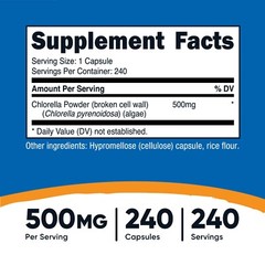 Nutricost Chlorella Capsules 500mg, 240 Vegetarian Caps – Non-GMO & Gluten Free