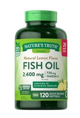 Natures Truth Fish Oil 2,400 mg Natural Lemon Flavor Omega-3 120 Soft gels