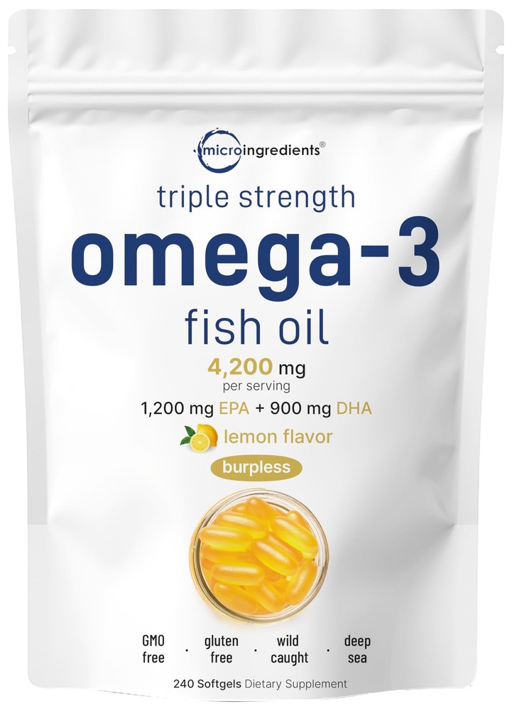 Micro Ingredients Triple Strength Omega 3 Fish Oil 4200mg EPA + DHA 240 Softgels