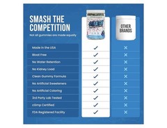 SMASH Creatine Gummies – 5 grams – Blue Raspberry Flavor – 120 gummies- USA Made