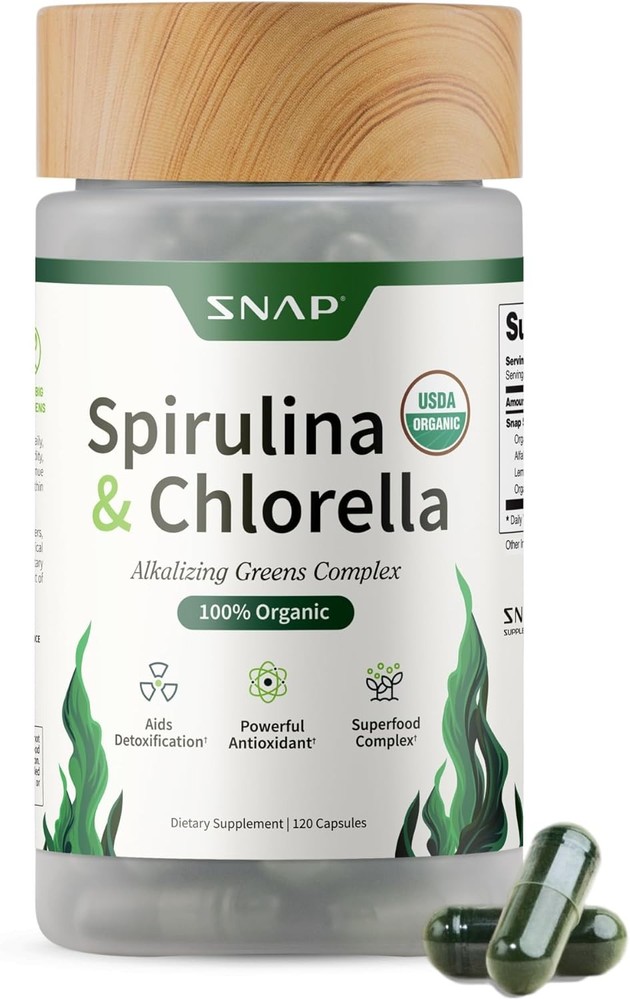 Snap Supplements Organic Spirulina and Chlorella