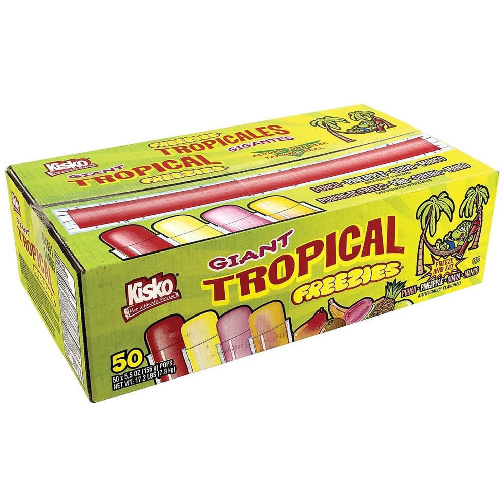 Giant Tropical Freezies 5.5oz, 50 Count – Refreshing Gluten-Free Summer Treat