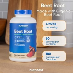 Nutricost Beet Root 2400mg 180 Capsules Organic Free Ship