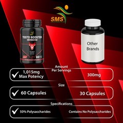 Testo Booster Stamina Energy Performance Pill Organic 60 Veg Capsules By SMS