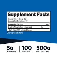 updated！Nutricost Clean Creatine Monohydrate 500 Gram Powder