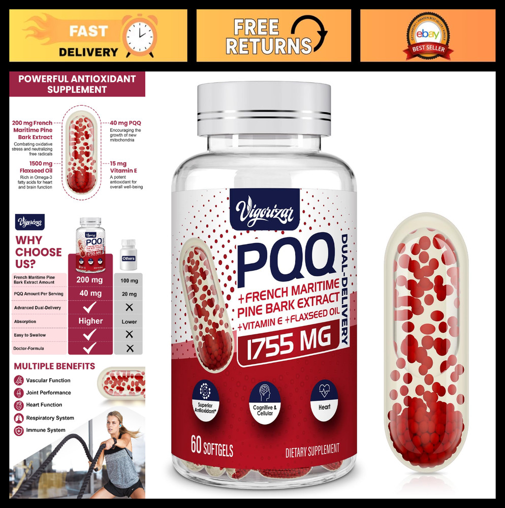 200mg Pycnogenol & PQQ – Premium Pine Bark Extract for Heart, Joint & Vascular H