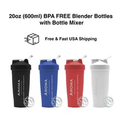Protein Shaker Bottle with Blender Ball Portable Workout Gym BPA FREE 20z/600ml