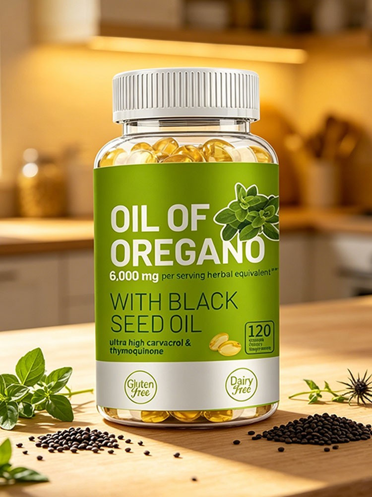 2 in 1 Oil of Oregano & Black Seed Softgels Count features Carvacrol,Immune Supp