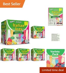 Authentic Italian Ice Freezer Bars – Fat Free, 96 Count of 6 Refreshing Flavors