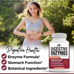 Digestive Enzyme Capsules Contain Prebiotics, Probiotics, and Lipase 60 Capsules