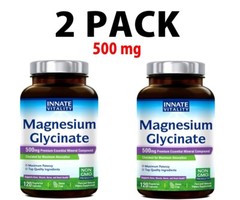 2 PACK, Magnesium Glycinate 500 mg, Chelated, 120 Veggie caps (240 total!)