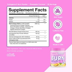 Obvi Collagenic Burn Powder | Multi-Collagen Peptide Blend with GBB Ashwagand…