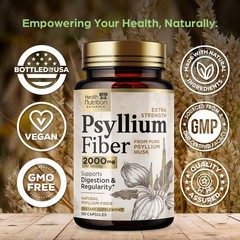 Psyllium Husk Capsules – Powder 2000 mg 120 Count (Pack of 1)