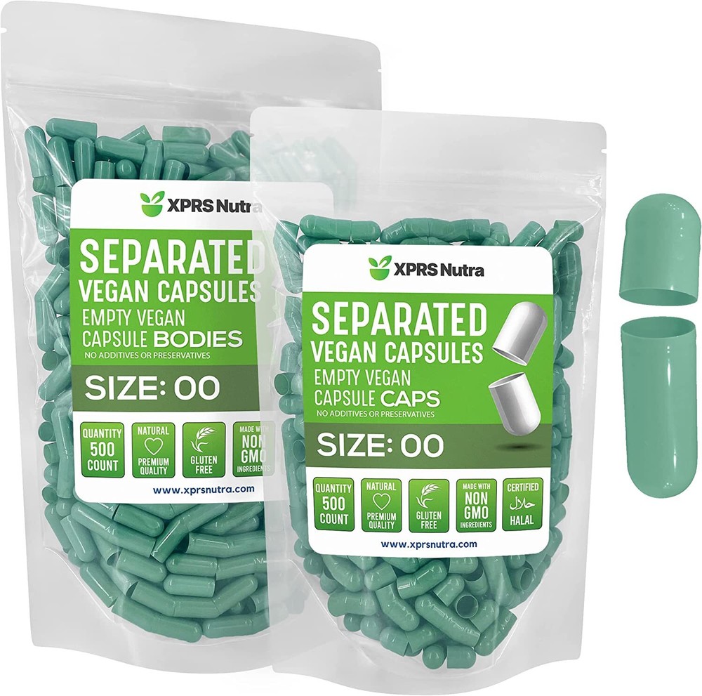 Capsules Express Size 00 Separated Sage Green Empty Vegan Capsules Veggie Caps