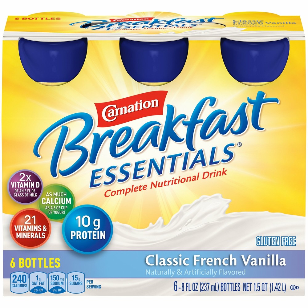 24 Nestle Carnation Breakfast Essentials Complete Nutritional Drink Vanilla 8 oz