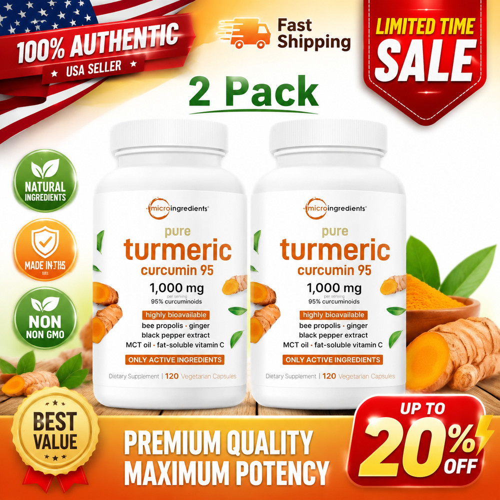 2PACK Micro Ingredients Turmeric Curcumin 1,000mg 6-in-1 Complex 120 Capsules