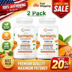 2PACK Micro Ingredients Turmeric Curcumin 1,000mg 6-in-1 Complex 120 Capsules