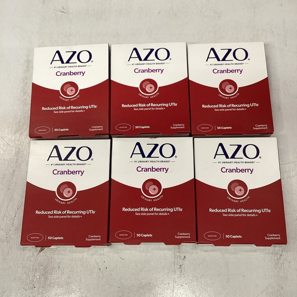 6 Boxes Azo Cranberry Urinary Tract Supplement 50 Caplets-Box Exp 04/2027