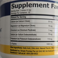 Simple Promise ElectroSlim Lemon Lime Powder Dietary Supplement 5.82 oz (165g)