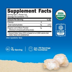 Nutricost Organic Lion’s Mane Mushroom 4 oz – USDA Certified 100% Organic