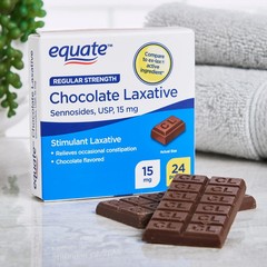 Equate Regular Strength Chocolate Laxative, 15 mg, 24 Pieces (3 Pack – 72 Total)