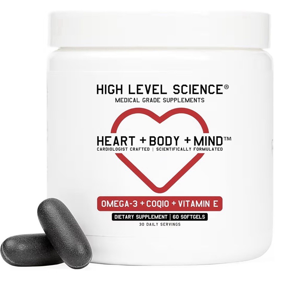 High Level Science Omega-3 CoQ10 Vitamin E Heart Body Mind Health 60 Softgels