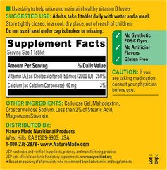 Vitamin D3 2000 IU Tablets, Bone & Immune Support, 100 Count Tablets