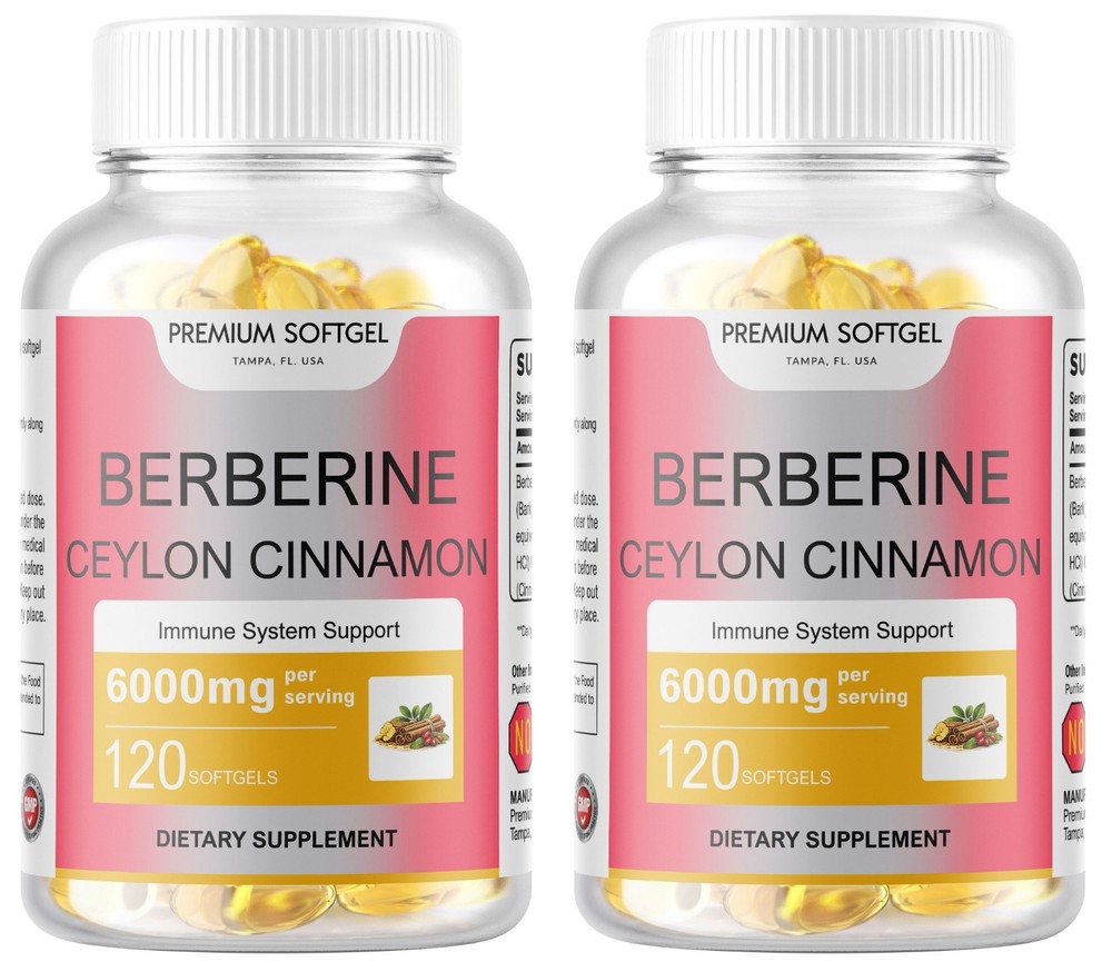 240 Softgels Berberine with Ceylon Cinnamon 5000mg 180 Servings