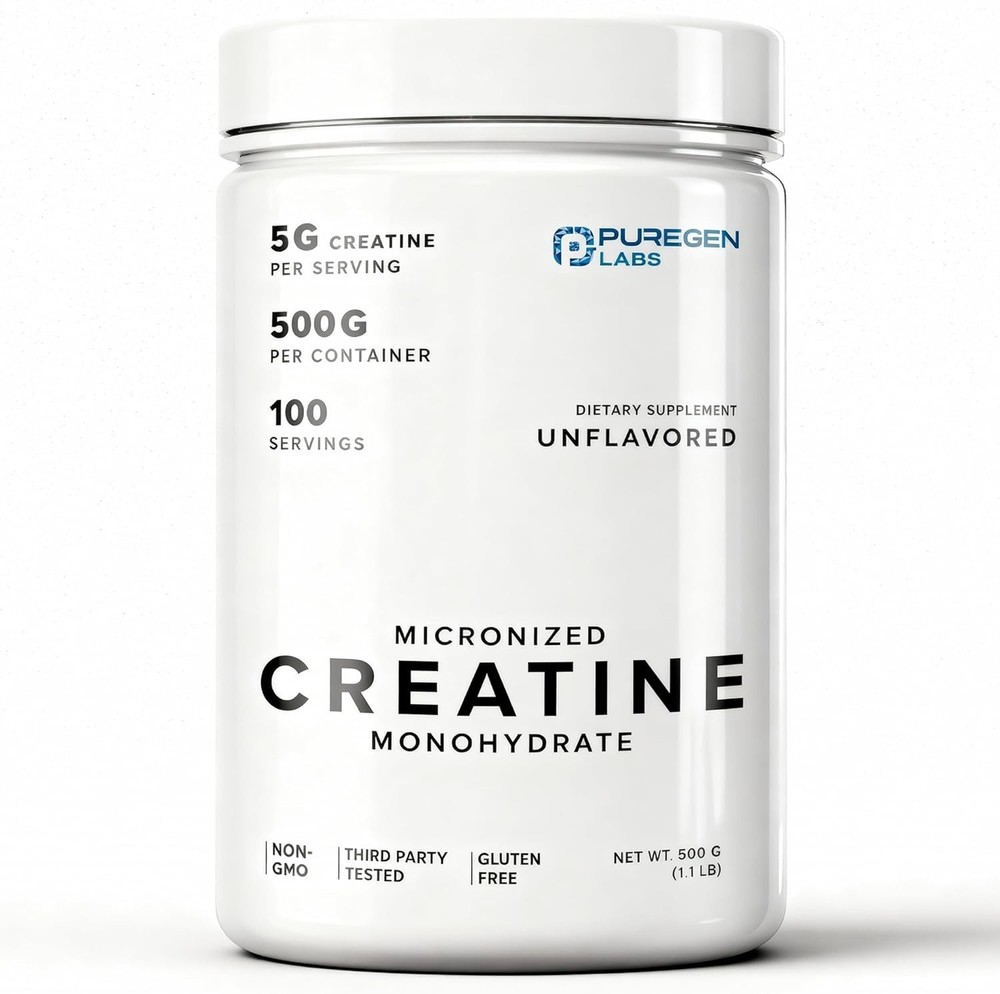 Puregen Labs Micronized Creatine Monohydrate Powder 500g Exp 12/27