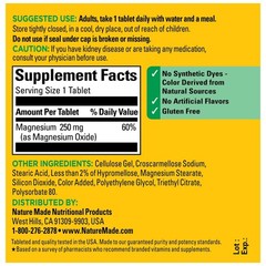Magnesium Oxide 250 Mg, Dietary Supplement for Muscle, Heart, Bone and Nerve Hea