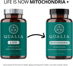 Qualia Mitochondria+, NAD+ Cellular Energy Supplement, 160 Caps, 1 Month Supply