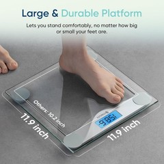 Digital Bathroom Scale Large Blue LCD Backlight Tempered Glass 400lb