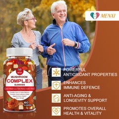 (2 Pack)Mushroom Extract Complex Gummies Boost Energy Focus,Improve Mood Memory