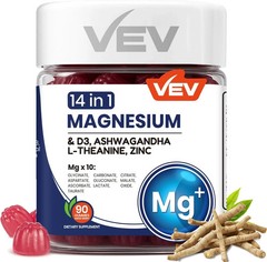 VEV Deep Calm Magnesium Complex 14-in-1 Gummies – 90 Count Pack of 1