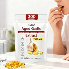 Elare Aged Garlic 7500mg 300 Odorless Softgels Heart Immune Vitality Wellness