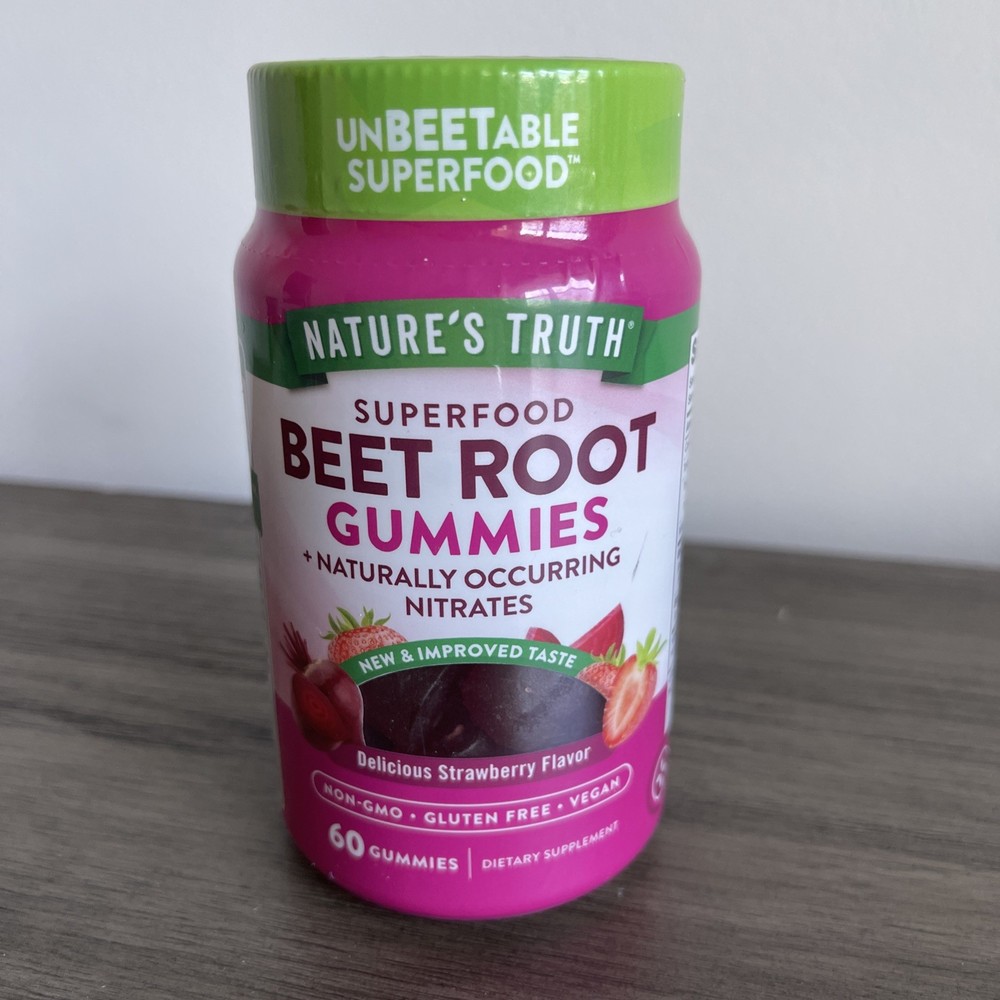 Beet Root Gummies | 60 Count | Superfood | with Black Pepper | Strawberry Flavor