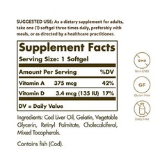 Solgar Cod Liver Oil Vitamin A & D 100 Softgels