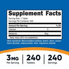 Nutricost Melatonin 3mg, 240 Tablets – 3mg Per Serving, Non-GMO, Gluten Free