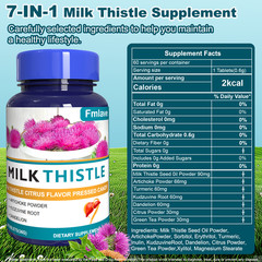 Milk Thistle Liver Support Supplement Herbal with Silymarin Dandelion Root 60ct