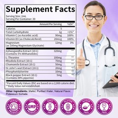 Cortisol Supplements Stress & Mood Support Drops with Magnesium Ashwagandha