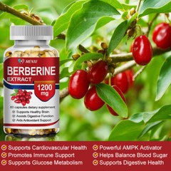 3 Packs 1200mg Berberine Capsules, Natural HCL Extract, Healthy Cholesterol Caps