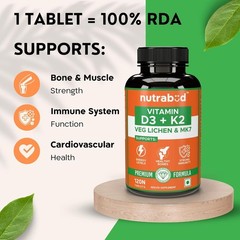 Nutrabud Vitamin D3 K2 Tablets, 120 Tablets
