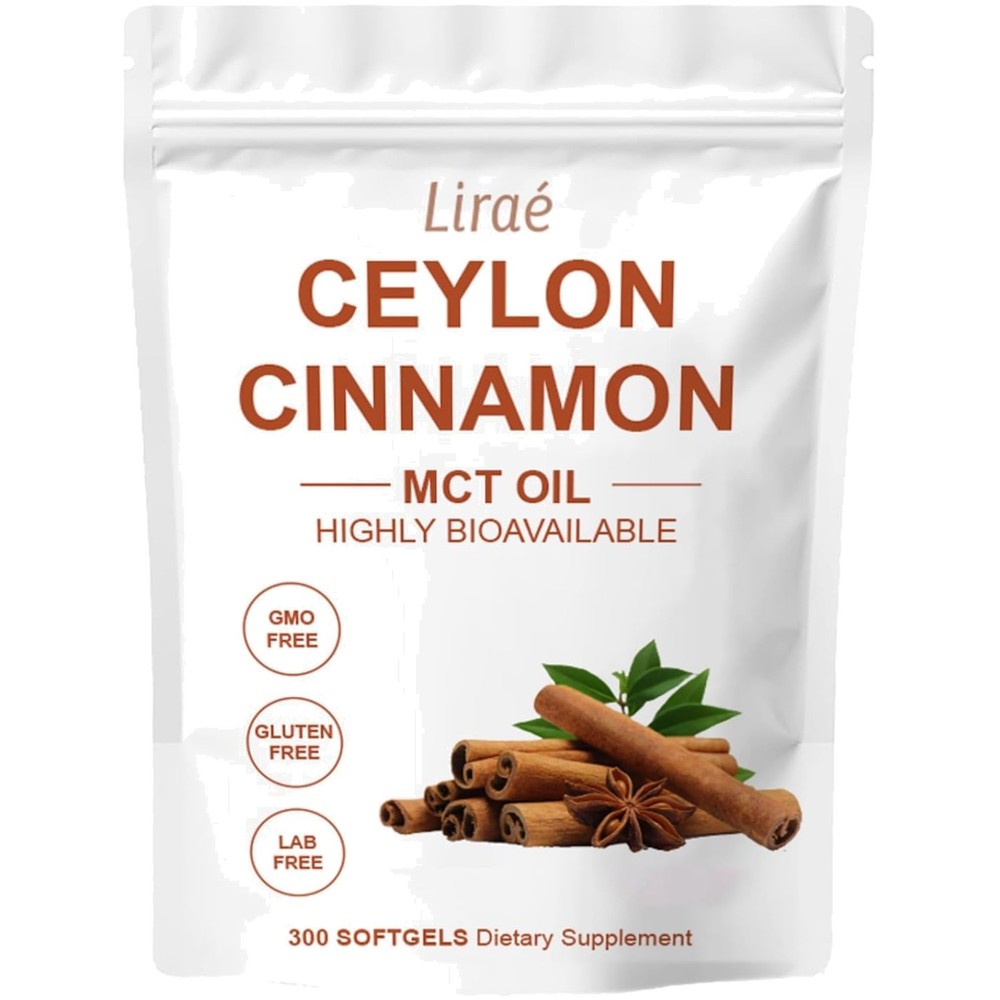 Highly Bioavailable Ceylon Cinnamon Softgels with MCT Oil – 300 Easy to Swallow