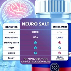 (2 Pack) Neuro Salt Nootropic All Natural Brain Supplement NeuroSalt 120 Capsule